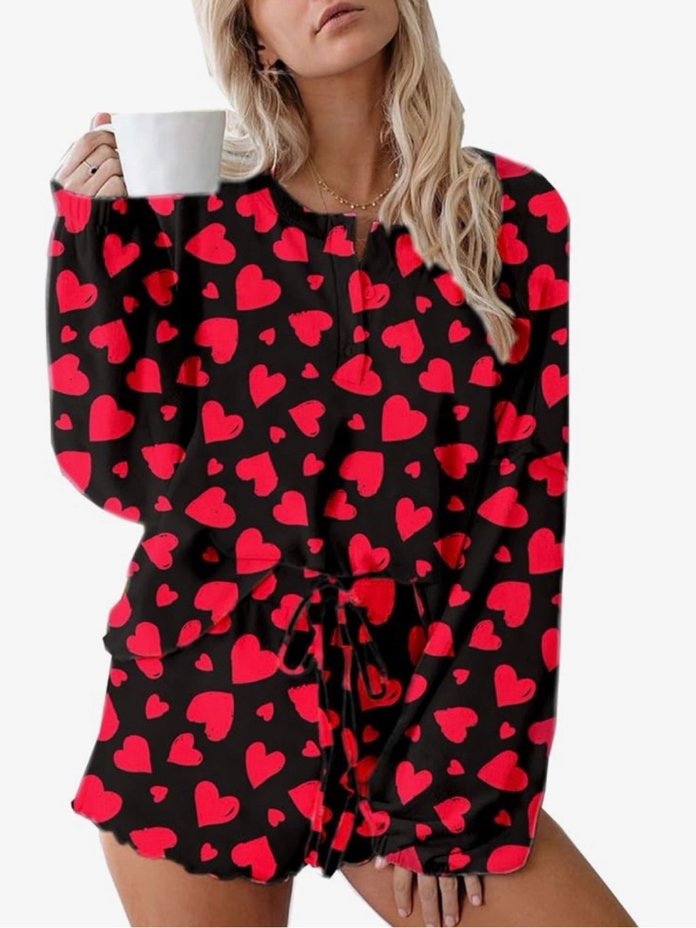 Roshop Women’s Red Hearts Pajama